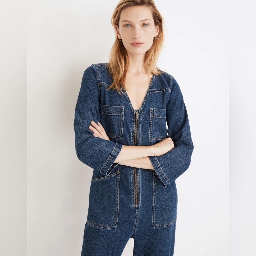 MADEWELL Denim Patch Pocket Coverall Jumpsuit in Amfield Wash - Picture 4 of 14